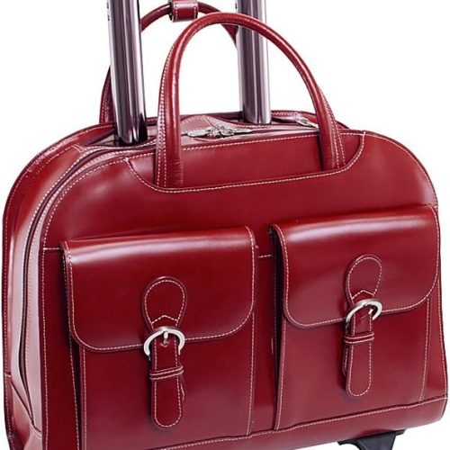 Top Grain Cowhide Leather Wheeled Laptop Business Briefcase