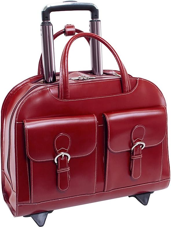 Top Grain Cowhide Leather Wheeled Laptop Business Briefcase