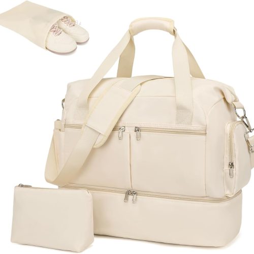 Water Resistant Gym Tote Bag with Shoes Compartment and Trolley Sleeve