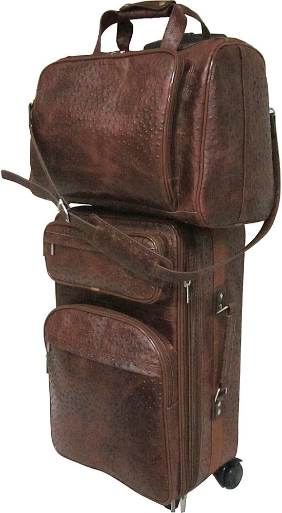 Ostrich Print Leather Two Piece Set Traveler
