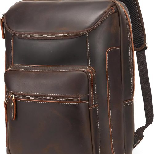 Genuine Leather Mens Casual Travel Shoulder Backpack