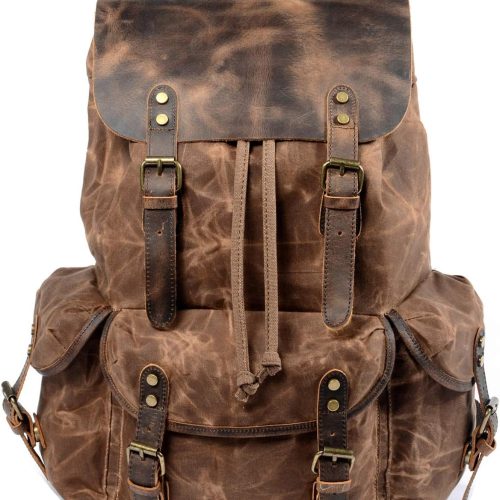 Waterproof Waxed Canvas Hiking Travel Backpack