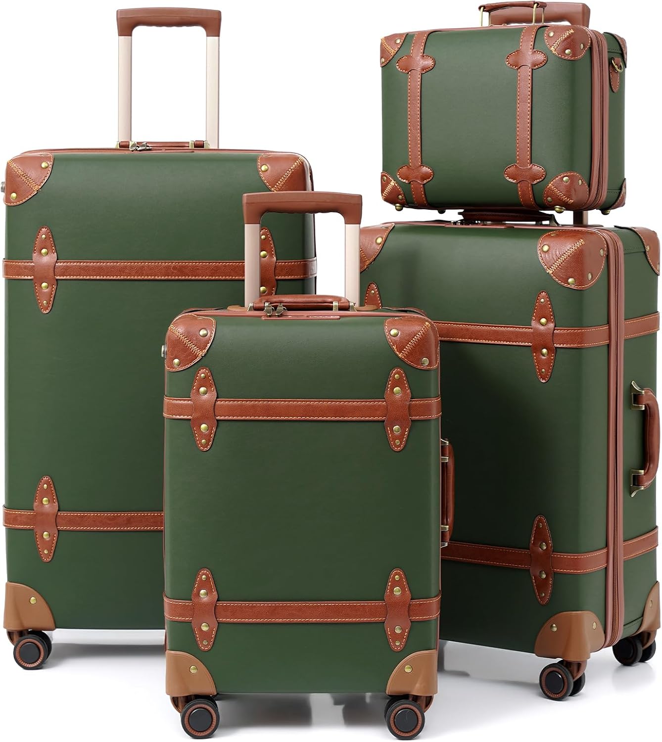 Vintage Luggage Set with PU Leather Retro Suitcase