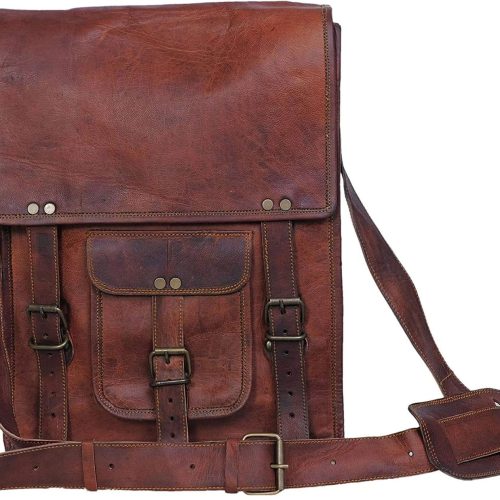 Leather Crossbody Messenger Satchel Tablet Bag