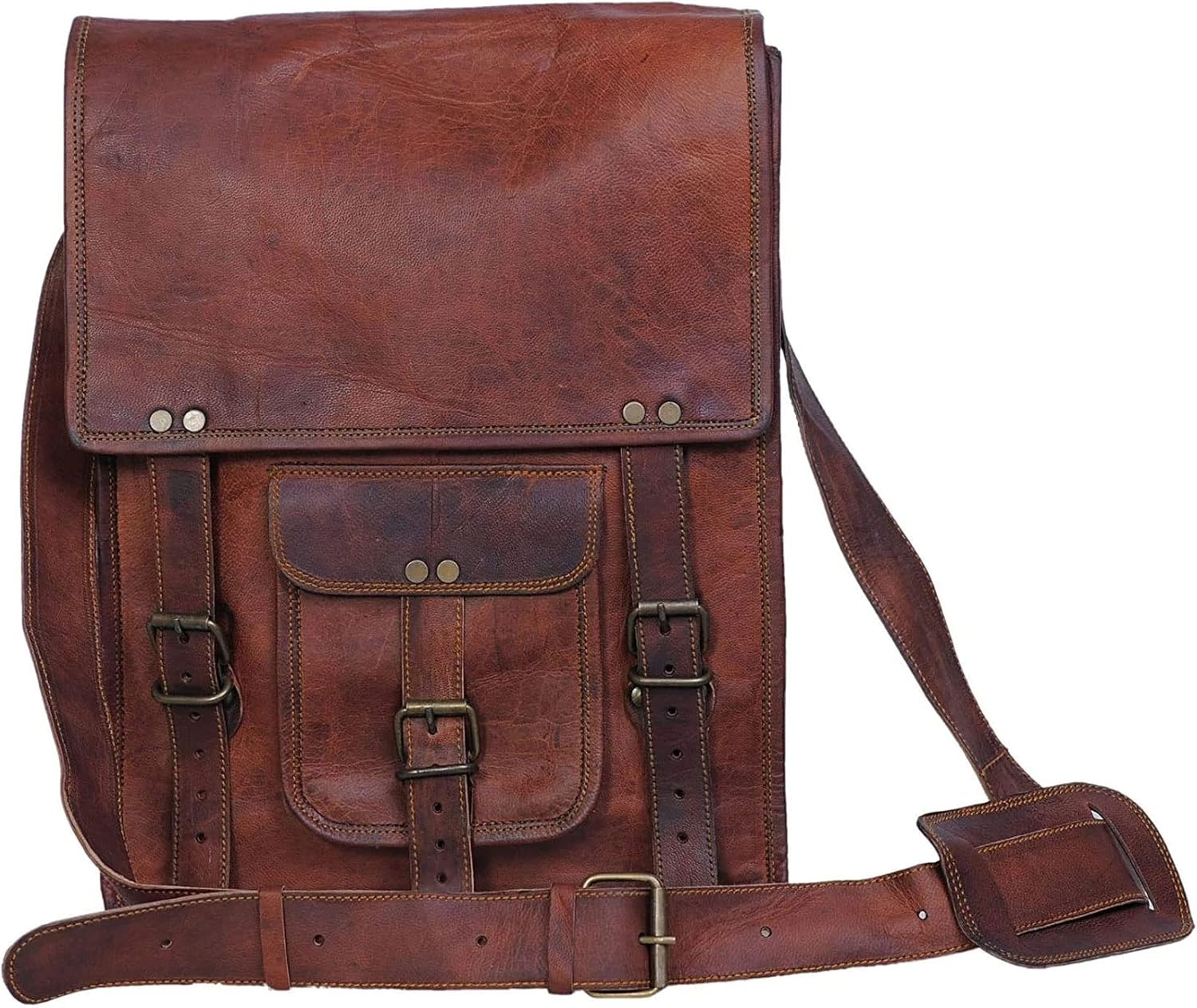 Leather Crossbody Messenger Satchel Tablet Bag