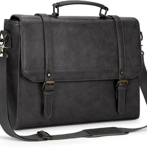 Mens Vintage Leather Waterproof Laptop Briefcase Satchel Bag
