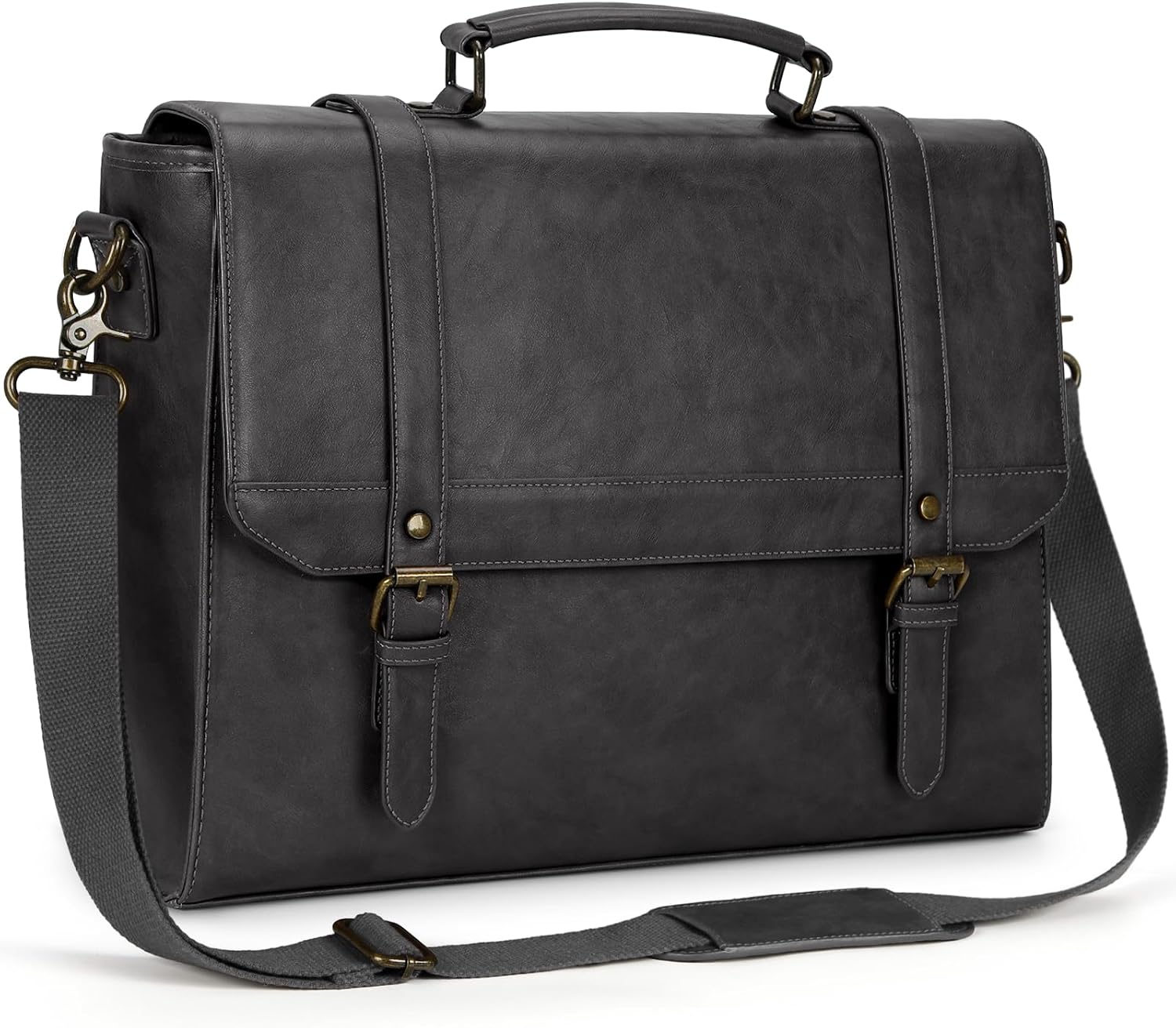 Mens Vintage Leather Waterproof Laptop Briefcase Satchel Bag