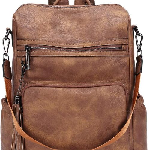 PU Leather Laptop Travel Backpack