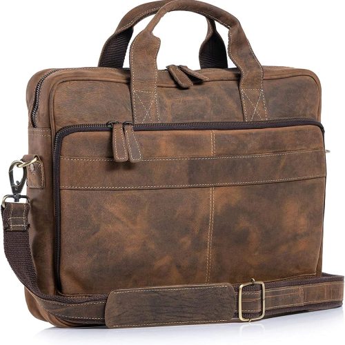 Leather Briefcase Laptop Messenger Bag for Office