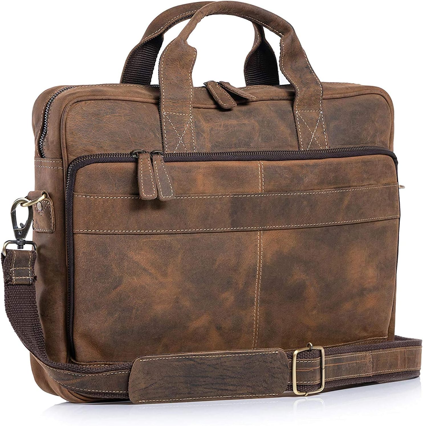 Leather Briefcase Laptop Messenger Bag for Office