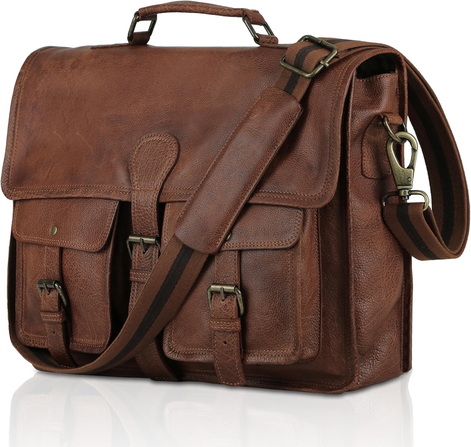 Leather Briefcase Laptop Messenger Bag for Business